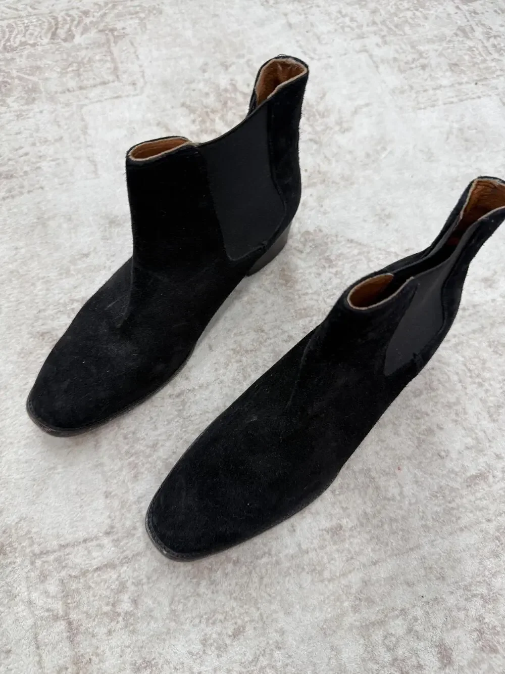 Frye Boots Womens Size 8 Black Suede Chelsea Ankle Block Heel Pull On Booties